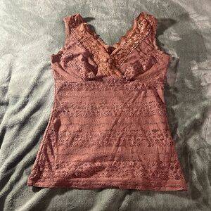 Brown lace tank top